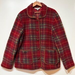 ORVIS- Red and Brown Plaid Teddy Jacket